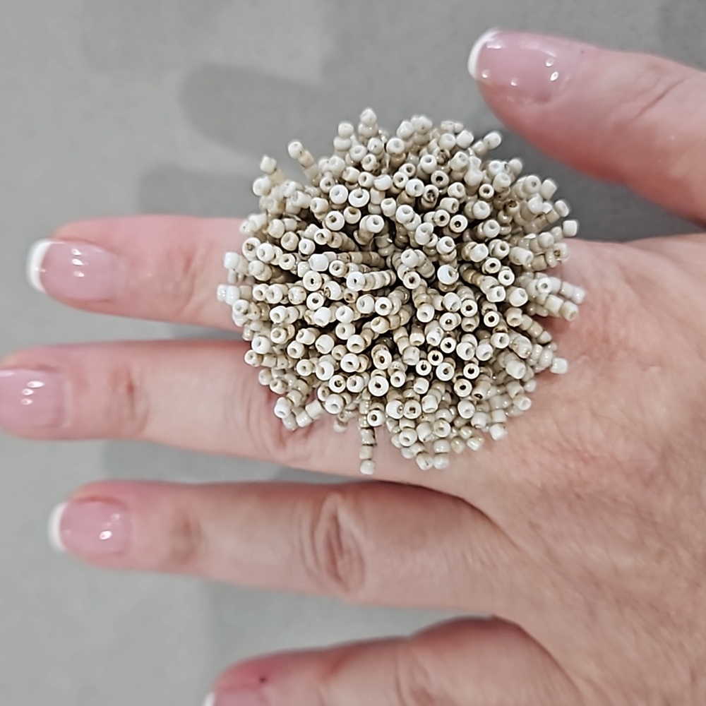 Fun beaded ring with flexible band